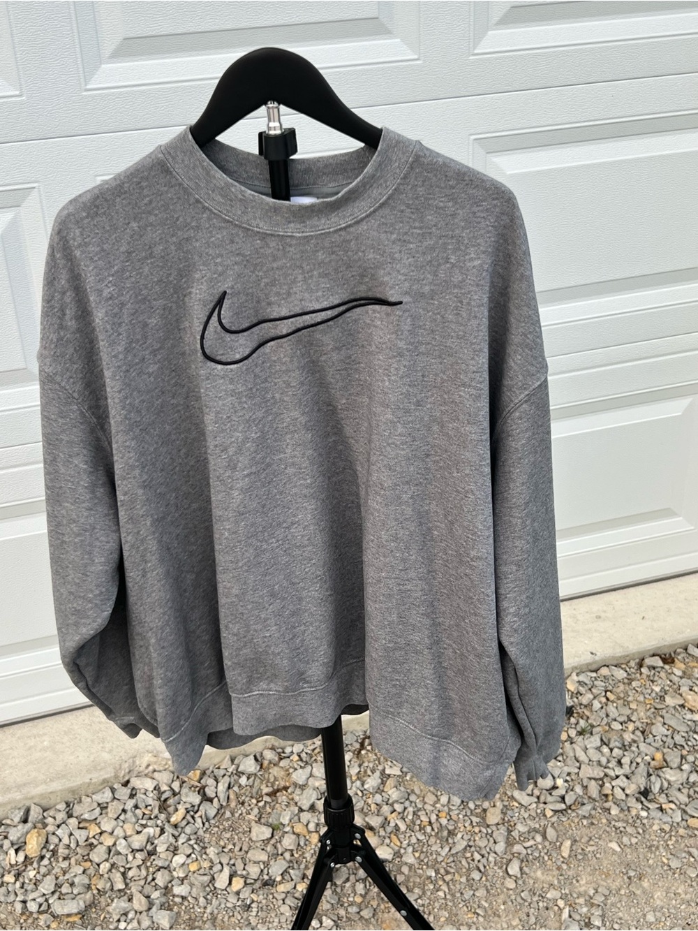 Nike Light Gray Dri-FIT Sweatshirt with Black Swoosh